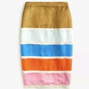 NWT J Crew Crochet Ribbon Skirt in Colorblock Rainbow Multi Sz 6